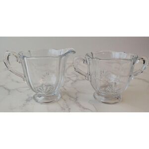 Fostoria Clear Baroque Sugar Bowl & Creamer EUC B5